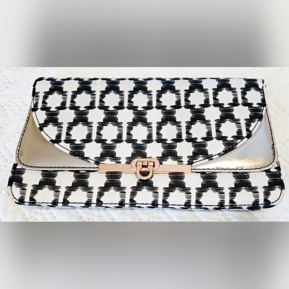 H&M fabric clutch with metallic accents